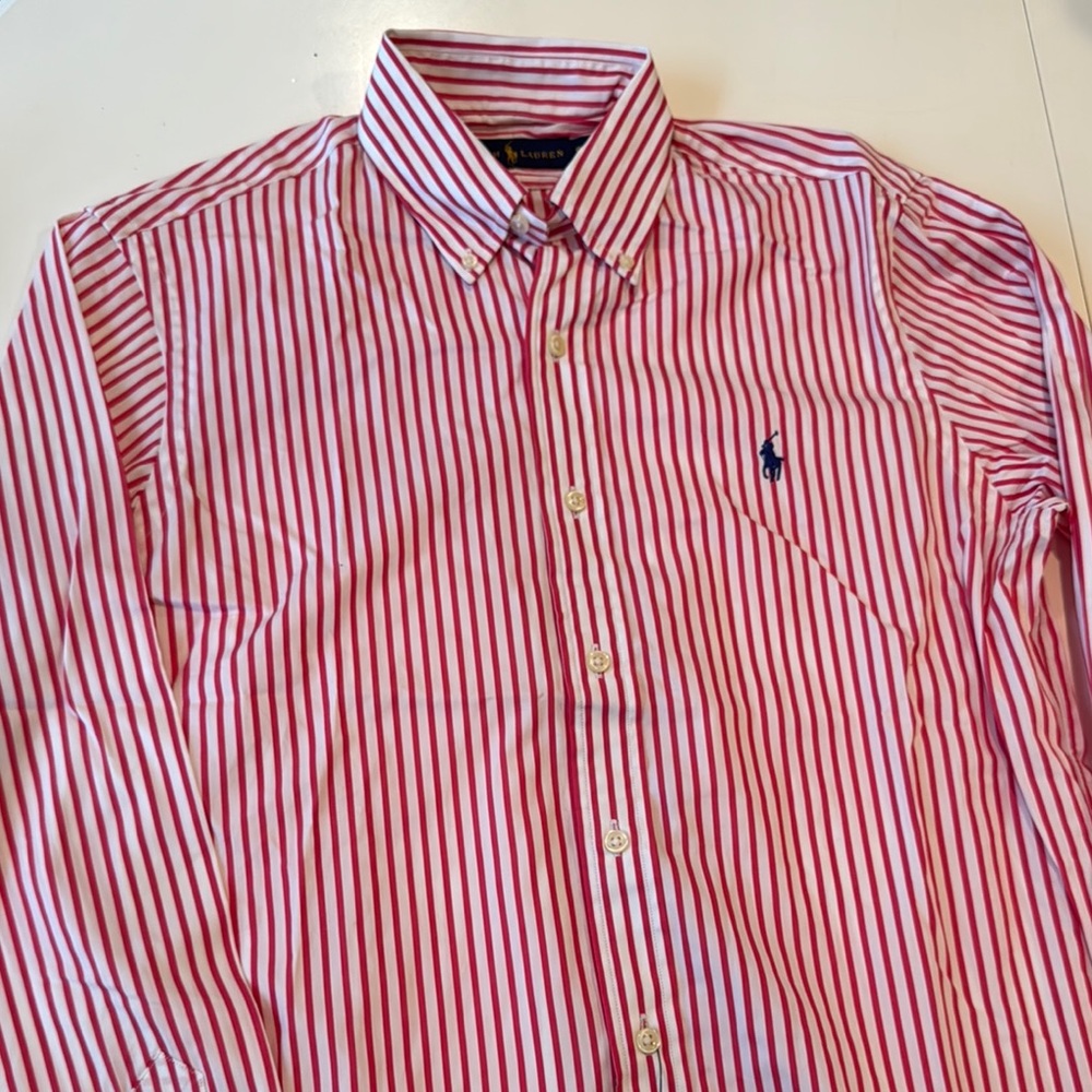 Ralph Lauren Red and White Casual Button Down Shirt
